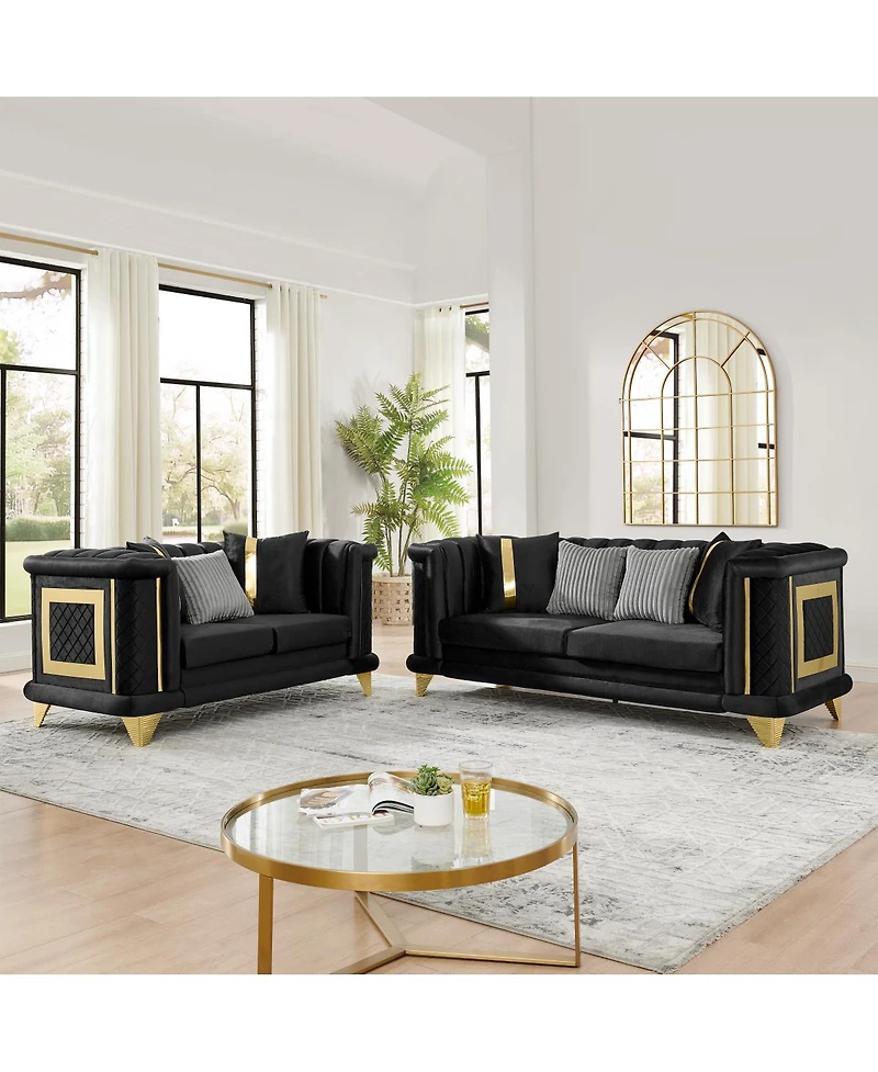 Streamdale Furniture Velvet Luxury Sofa Set, Mid Century Modern