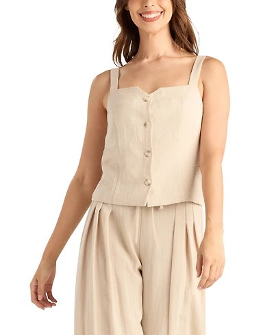 Bcx Women's Gauze Square Neck Top