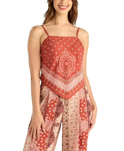Bcx Women's Printed Square-Neck Cami Top