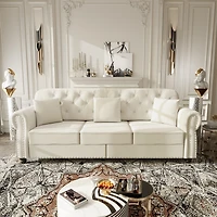 Streamdale Furniture Velvet Chesterfield Sofa with Nailhead Trim