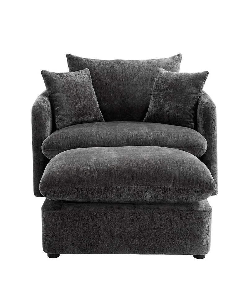 Streamdale Furniture Swivel Accent Chair with Ottoman and 3 Pillows