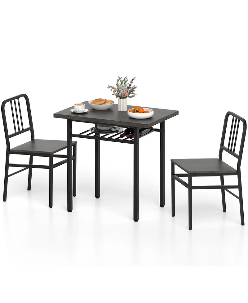 Slickblue 3 Piece Dining Table Set with Rectangular and 2 Chairs
