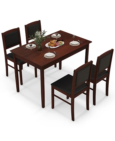 Slickblue 5 Piece Dining Set for 4 with Rubber Wood Legs Compact Design