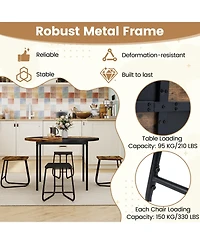 Slickblue 5 Piece Dining Table Set for 4 Round 47 Inch with Stool Seating