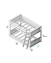 Max & Lily Twin over Low Bunk with Single Guard Rail