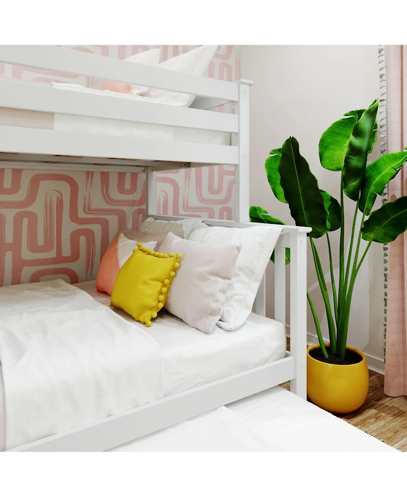 Max and Lily Bunk Bed With Ladder on End and Trundle