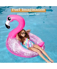 Gnuadz Inflatable Flamingo Pool Float Tube Glitter Adults Beach Lake Summer Party