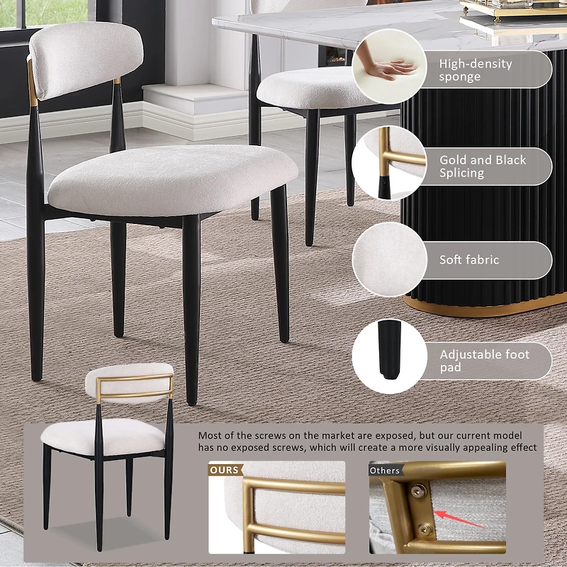 Streamdale Furniture Set of 2 Armless Chenille Dining Chairs