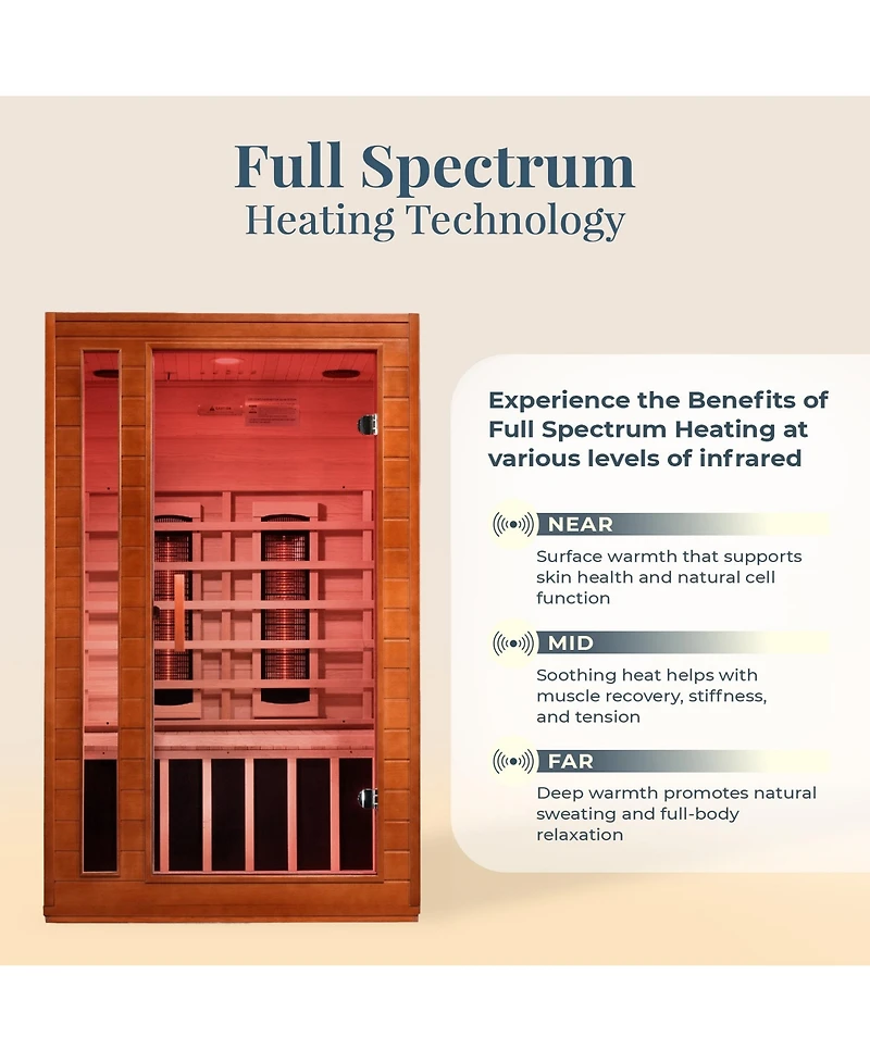 Dynamic Saunas 2-Person Full Spectrum Infrared Sauna Lighting, Speakers, Cordoba