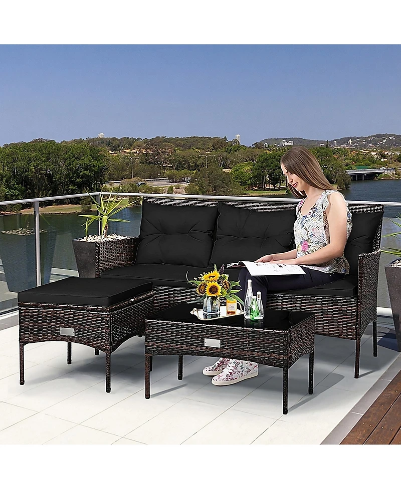 SUGIFTPatio Furniture Sectional Set with Cozy Cushions