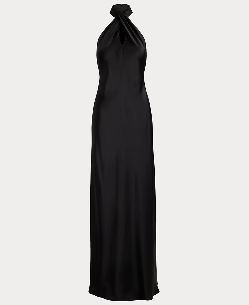 Lauren Ralph Satin Charmeuse Halter Gown