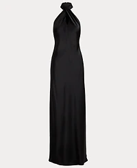 Lauren Ralph Satin Charmeuse Halter Gown