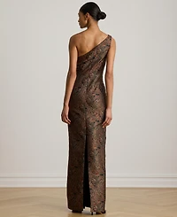 Lauren Ralph Paisley Jacquard One-Shoulder Gown