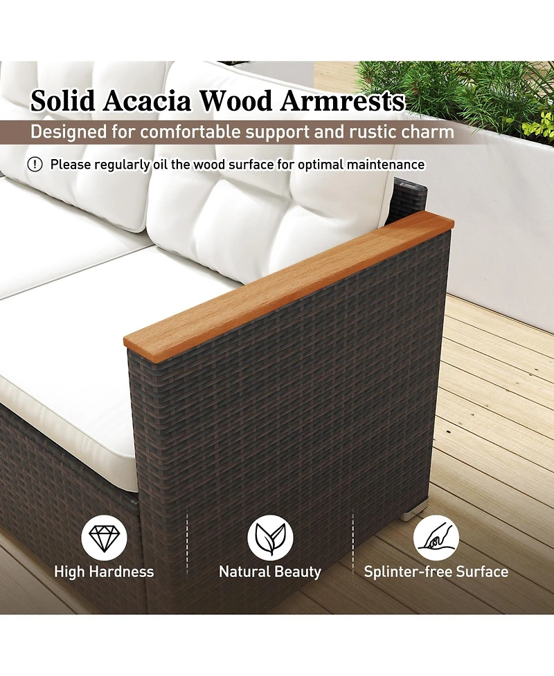 Sugift Patio Sofa Couch with Deep Seating and Cushion