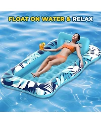 Gnuadz 76"x48" Pool Float Tanning Lounger Inflatable Raft