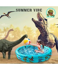 Gnuadz Dinosaur Inflatable Pool 3 Rings Round Ball Pit Toys