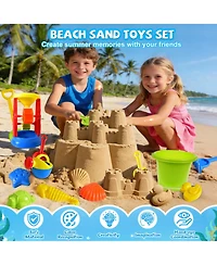Gnuadz 19-piece Sand Toys Set Water Wheel Bucket Molds Mesh Bag Kids Beach Play Kit