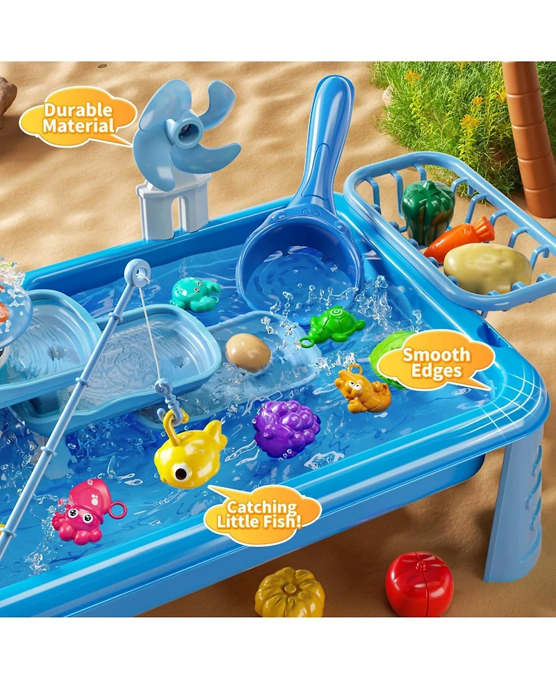 Gnuadz Water Table Play Sink Outdoor Kitchen Fishing Games Beach Toys