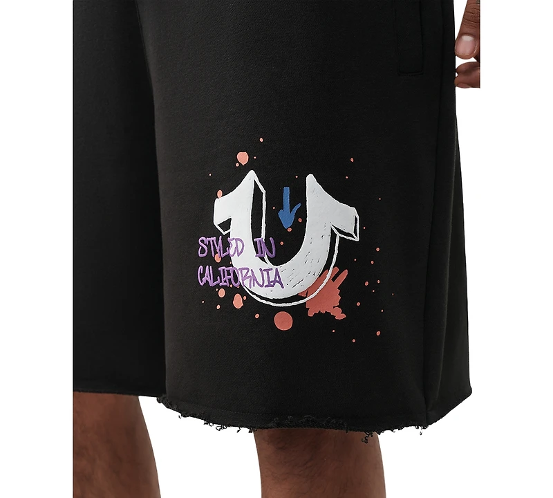 True Religion Men's Concert Logo Loose Terry Shorts
