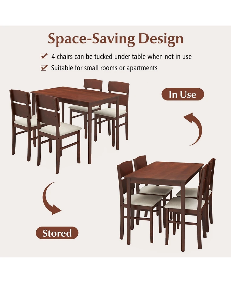 Slickblue 5 Piece Kitchen Table Set for 4 with Curved Backrest Chairs