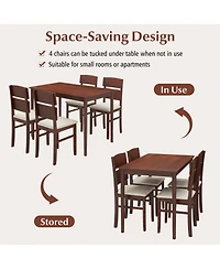 Slickblue 5 Piece Kitchen Table Set for 4 with Curved Backrest Chairs