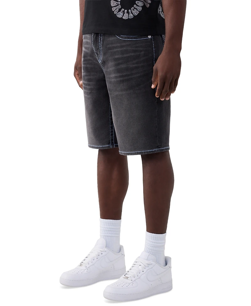 True Religion Men's Baggy Big T Flap Denim Shorts