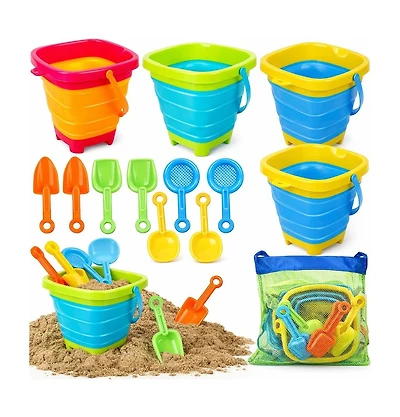 Gnuadz Collapsible Beach Toys Sand Buckets Shovels Mesh Bag Sandbox Kids