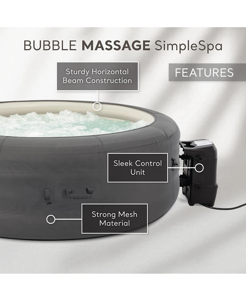Intex SimpleSpa Bubble Massage 6 Person Inflatable Hot Tub with Energy Cover