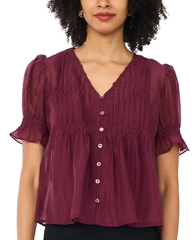 Vince Camuto Women's Pintuck Short-Sleeve Top