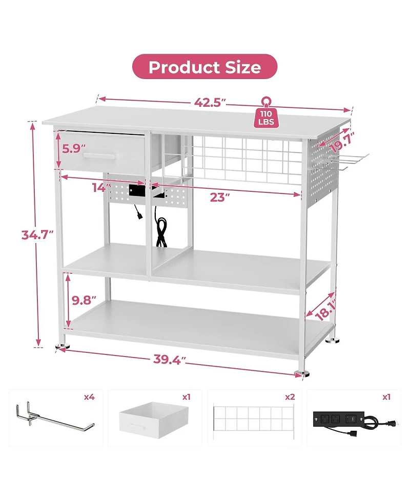 Streamdale Furniture Movable Heat Press Cart with Storage and Drawer