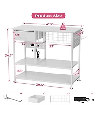 Streamdale Furniture Movable Heat Press Cart with Storage and Drawer