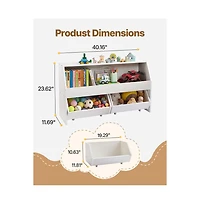 Sugift Toy Storage Organizer Wooden Kids Bookshelf with Storage