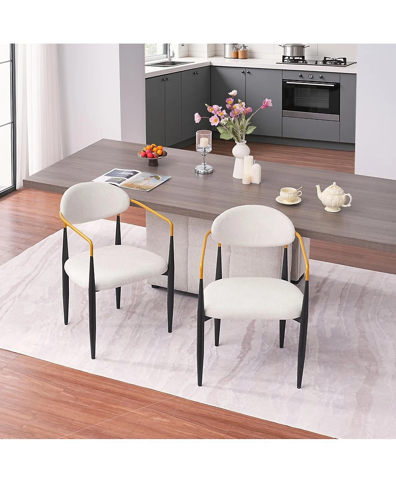 Streamdale Furniture Set of 2 Upholstered Dining Chairs with Accents