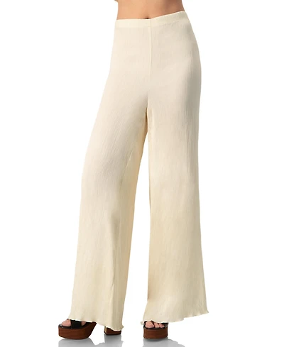 Ivonne Women's Elastic Waistband Pleated Wide-Leg Pants