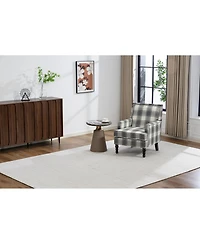 Streamdale Furniture Vintage Linen Accent Chair with Nailhead Trim.