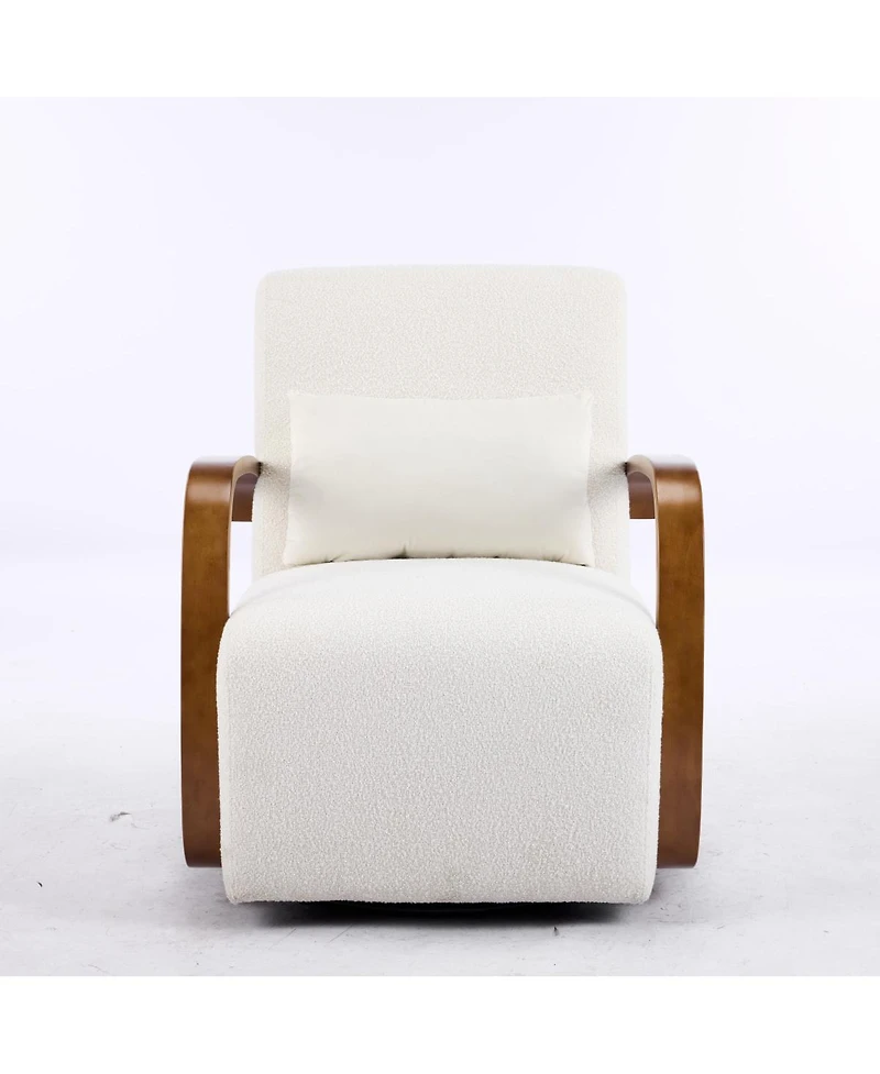 Streamdale Furniture Upholstered 360degree(s) Swivel Accent Chair with Solid Wood Arms