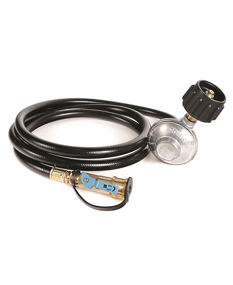Camco Low Pressure Gas Regulator with 6' Propane Hose and Quick Connect Valve