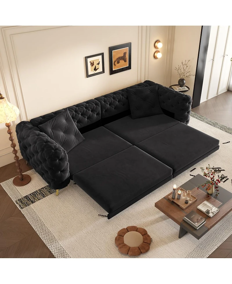 Streamdale Furniture 97.7" 3-in-1 Convertible Sleeper Sofa with Ottoman