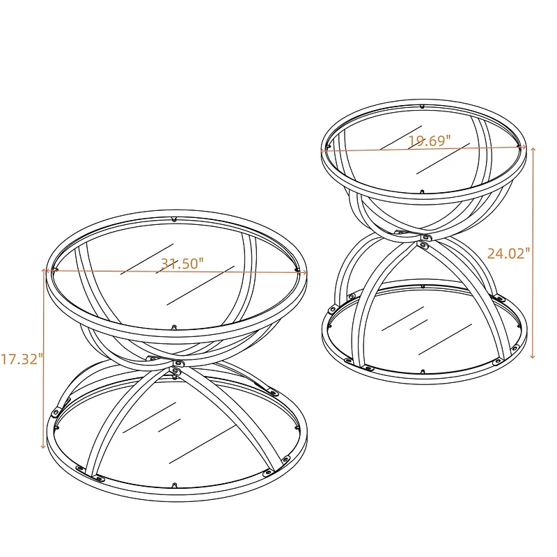 Streamdale Furniture Modern 2-Tier Glass Coffee Table Set