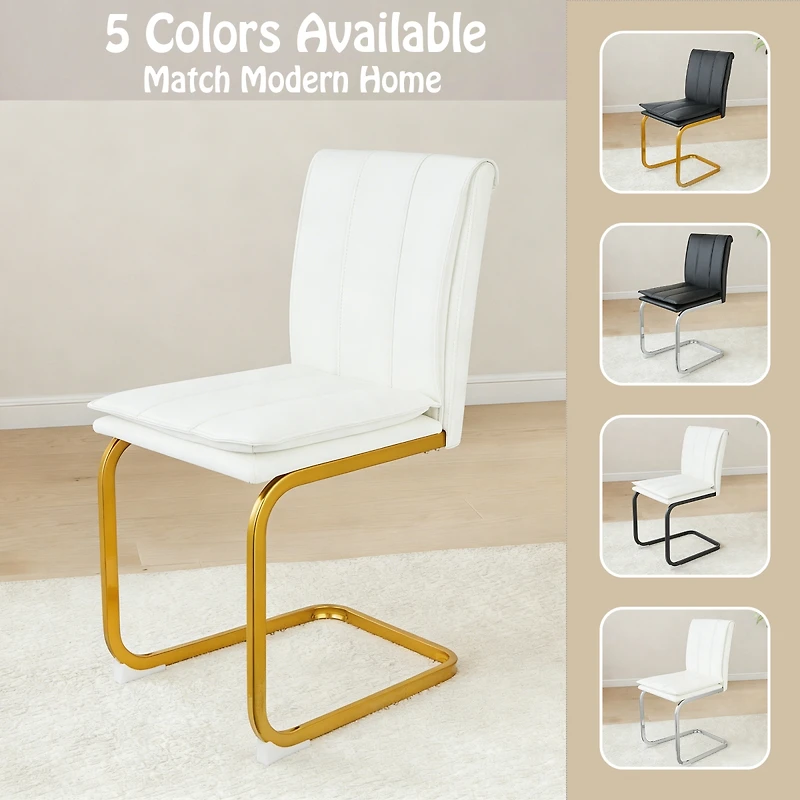 Streamdale Furniture Pu Leather Dining Chairs Set of 4 with Metal Legs