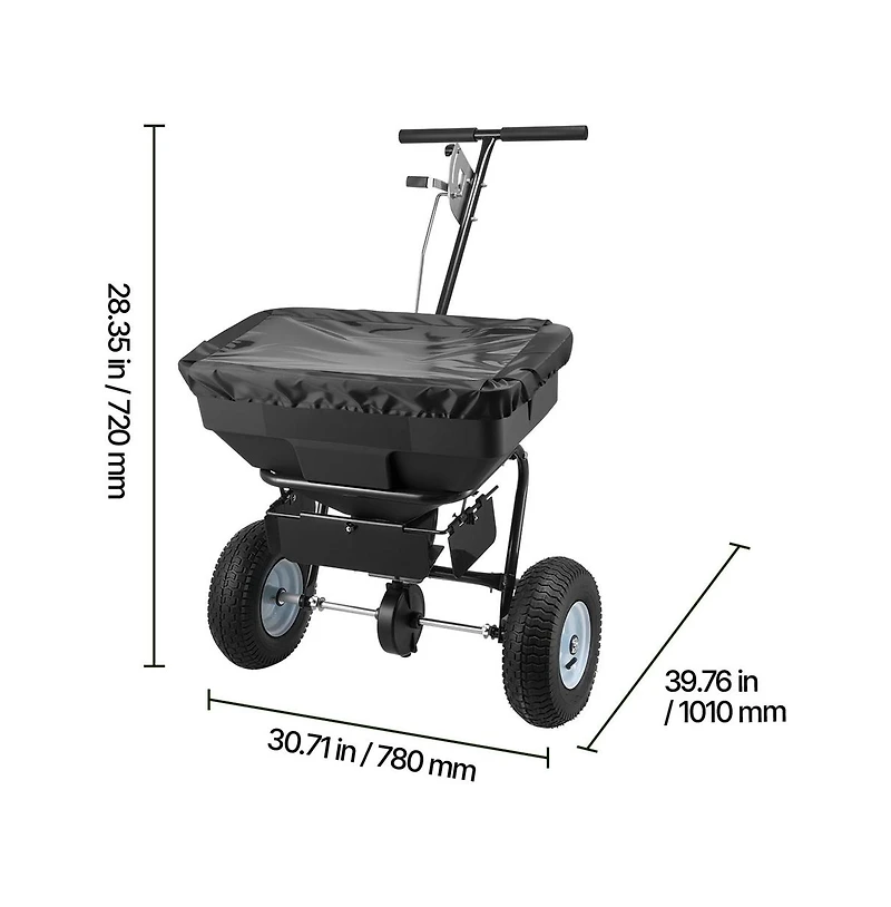Sugift Walk-Behind Spreader 12ft Spreading Width Push Broadcast Spreader with 13" All-Terrain Tires