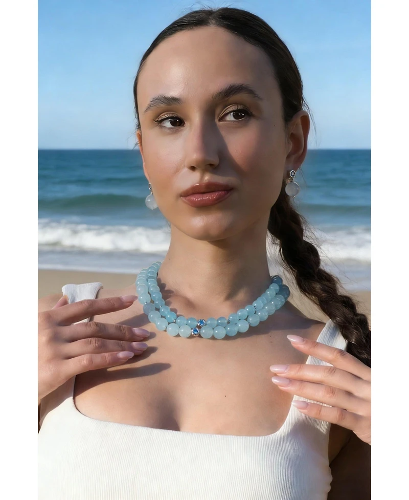 Classicharms Isla Aquamarine Bead Choker Necklace