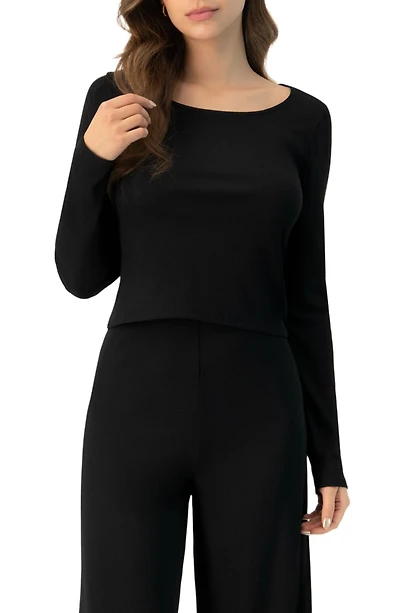 Ivonne Women's Ribbed Long Sleeve Crop Top