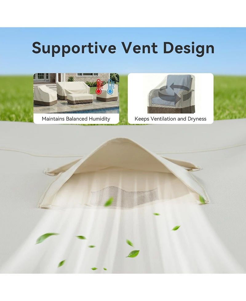 Pocassy Outdoor Furniture Cover Waterproof 4 Piece Patio Set for Outside Couch, Lawn Chairs, Coffee Table, Windproof with Buckle Strap