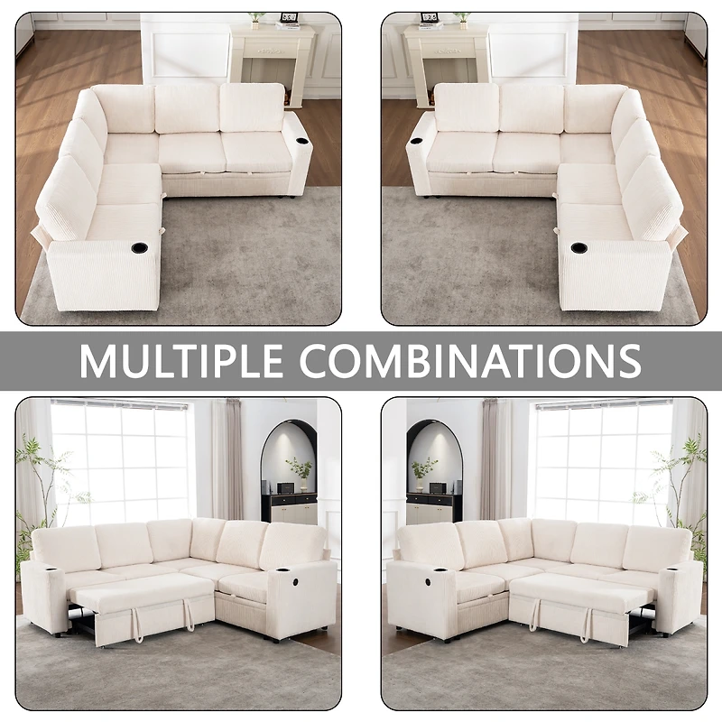 Streamdale Furniture Modular Sectional Sleeper Sofa with Storage