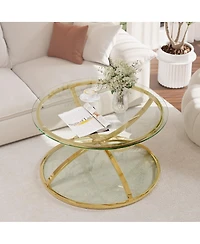Streamdale Furniture Modern Glass 2-Tier Round Coffee Table