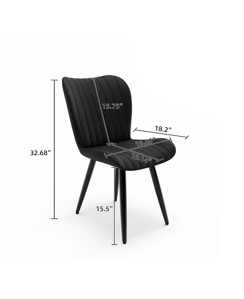 Streamdale Furniture Set of 2 Modern Pu Leather Dining Chairs