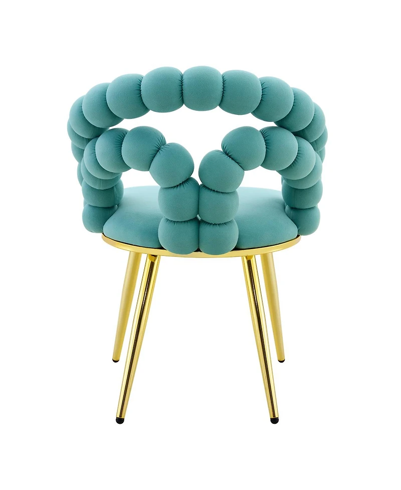 Streamdale Furniture Set of 2 Teal Puffy Bubble Chairs with Legs, Modern Upholstered Accent Chairs