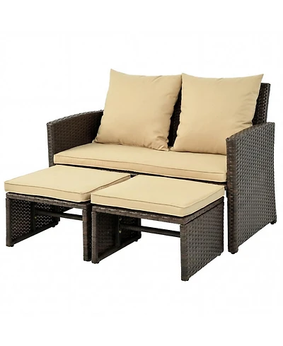 Sugift Outdoor Patio Pe Wicker Furniture Set with Cushions