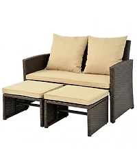 Sugift Outdoor Patio Pe Wicker Furniture Set with Cushions